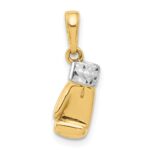 14k and White Rhodium Diamond-cut Boxing Glove Pendant - Image 3