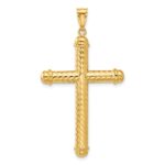 14K Polished and Diamond-cut Cross Pendant