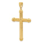 14K Polished and Diamond-cut Cross Pendant - Image 4