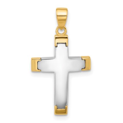 14K Two-tone Polished Cross Pendant