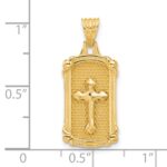 14K Polished and Textured Dog Tag Cross Pendant - Image 4