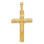 14K Polished and Textured Crucifix Pendant