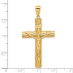 14K Polished and Textured Crucifix Pendant - Image 5
