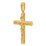 14K Polished and Textured Crucifix Pendant - Image 4