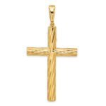 14K Polished and Textured Crucifix Pendant - Image 3