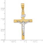 14K Two-tone Polished and Diamond-cut Crucifix Pendant - Image 5