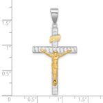 14K Two-tone Polished and Diamond-cut Crucifix Pendant - Image 5