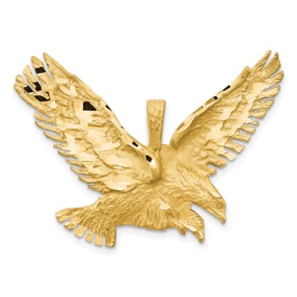 14k Satin Diamond-cut Eagle Pendant