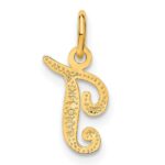 14KY Script Letter T Initial Charm - Image 3