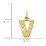 14KY Satin Diamond-cut Letter V Initial Charm - Image 4