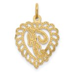 14k Heart Letter F Charm - Image 4