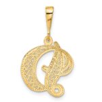 14KY Polished Script Filigree Letter D Initial Pendant - Image 3