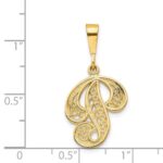 14KY Polished Script Filigree Letter P Initial Pendant - Image 3