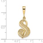 14KY Polished Script Filigree Letter S Initial Pendant - Image 4