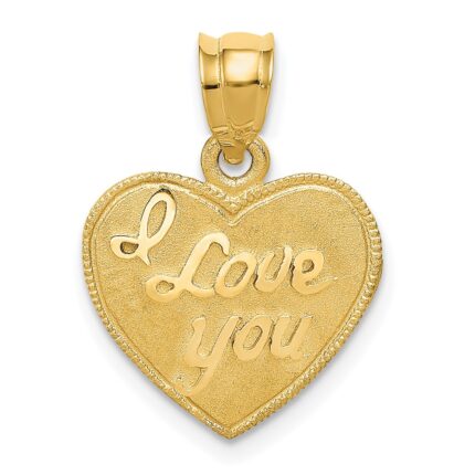 14k I LOVE YOU Script Heart Pendant