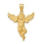 14K Satin Diamond-cut Angel Pendant