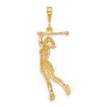14k Satin Diamond-cut Female Golfer Pendant - Image 3