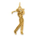 14k Satin Diamond-cut Male Golfer Charm - Image 3