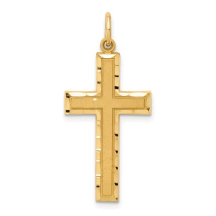 14K Diamond-cut Cross Charm