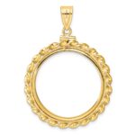 Wideband Distinguished Coin Jewelry 14k Polished Wide Twisted Wire 27.0mm x 2.35mm Screw Top Coin Bezel Pendant - Image 3