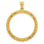 Wideband Distinguished Coin Jewelry 14k Polished and Diamond-cut with Casted Rope 32.0mm Prong Coin Bezel Pendant - Image 3