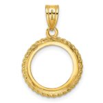 Wideband Distinguished Coin Jewelry 14k Polished with Casted Rope 14.0mm Prong Coin Bezel Pendant - Image 3