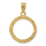 Wideband Distinguished Coin Jewelry 14k Polished with Casted Rope 16.5mm Prong Coin Bezel Pendant - Image 3