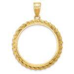 Wideband Distinguished Coin Jewelry 14k Polished with Casted Rope 27.0mm Prong Coin Bezel Pendant - Image 3