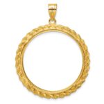 Wideband Distinguished Coin Jewelry 14k Polished with Casted Rope 32.7mm Prong Coin Bezel Pendant - Image 3