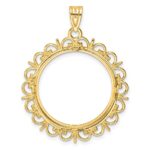 Wideband Distinguished Coin Jewelry 14k Polished Fancy 22.0mm Prong Coin Bezel Pendant - Image 3