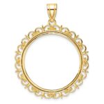 Wideband Distinguished Coin Jewelry 14k Polished Fancy 27.0mm Prong Coin Bezel Pendant