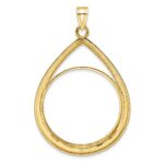 Wideband Distinguished Coin Jewelry 14k Polished and Diamond-cut Lightweight Teardrop 32.7mm Prong Coin Bezel Pendant - Image 3