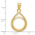 Wideband Distinguished Coin Jewelry 14k Polished Lightweight Teardrop 14.0mm Prong Coin Bezel Pendant - Image 4