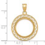 Wideband Distinguished Coin Jewelry 14k Polished Fancy Wire 16.5mm Prong Coin Bezel Pendant - Image 4