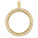 Wideband Distinguished Coin Jewelry 14k Polished Fancy Wire 32.7mm Prong Coin Bezel Pendant