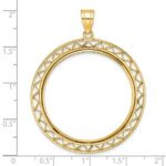 Wideband Distinguished Coin Jewelry 14k Polished Fancy Wire 32.7mm Prong Coin Bezel Pendant - Image 4