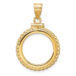 Wideband Distinguished Coin Jewelry 14k Polished and Diamond-cut Casted Rope 16.5mm x 1.35mm Screw Top Coin Bezel Pendant - Image 3