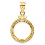 Wideband Distinguished Coin Jewelry 14k Polished Casted Rope 14.0mm x 1.1mm Screw Top Coin Bezel Pendant - Image 3