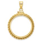 Wideband Distinguished Coin Jewelry 14k Polished Casted Rope 22.0mm x 1.9mm Screw Top Coin Bezel Pendant