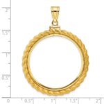 Wideband Distinguished Coin Jewelry 14k Polished Casted Rope 32.0mm x 2.85mm Screw Top Coin Bezel Pendant - Image 4