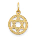 14k Solid Polished Star of David in Circle Charm - Image 3