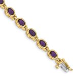 14k Complete Oval Amethyst Bezel-set 7 inch Bracelet
