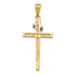 14K Two-Tone Cross with Crown of Thorns Pendant - Image 3
