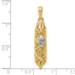 14K and White Rhodium 3-D Mezuzah with Shin Charm - Image 4