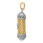 14K Two-Tone 3-D Mezuzah with Shin Charm - Image 2