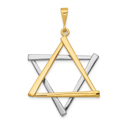 14k Two-tone Large Cut-out Star Of David Pendant
