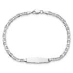 14k White Gold Polished Solid Chain/Solid Plate Anchor Link Soft Diamond Shape 19.5x5.5mm Plate ID Bracelet - Image 4