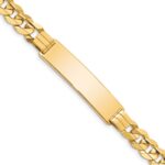 14k Polished Solid Chain/Solid Plate Curb Link 37x8.5mm Plate 8 inch ID Bracelet