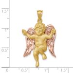 14k Two-tone Satin and Polished Angel Pendant - Image 3
