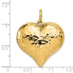 14K Polished and Hammered 3-D Puffed Heart Pendant - Image 3